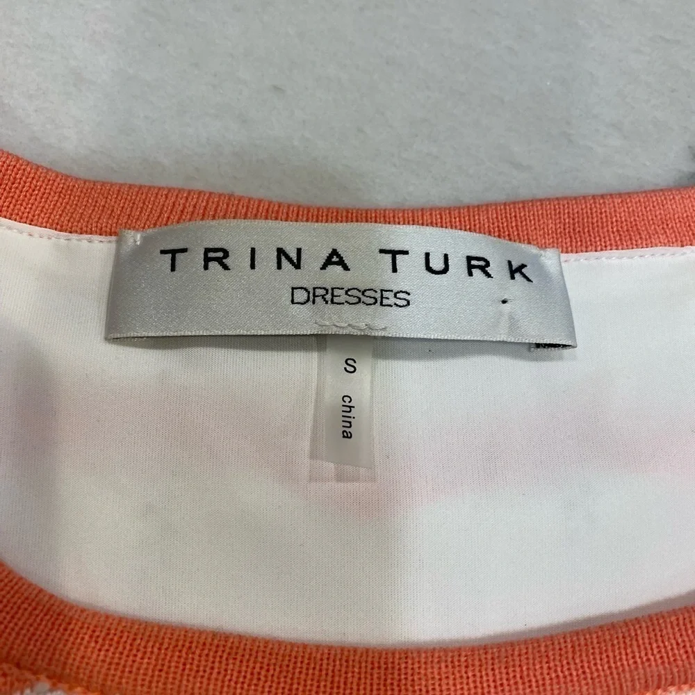 Trina Turk Dress Sweater Knit Chevron‎ Coral Cream